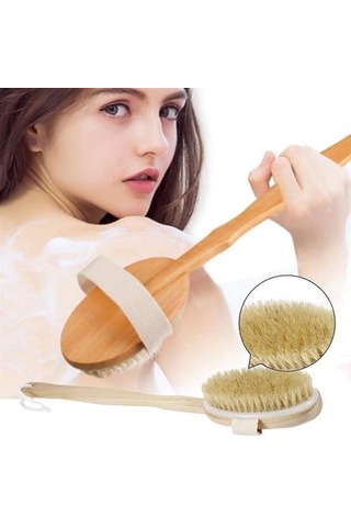 Doğal At Kılı Selülit Karşıtı Sapı Çıkabilen Ahşap Banyo Fırças Ahşap
