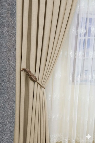 Fon Perde Toplayıcı Yaprak Renso 2 Adet 1sağ-1sol Eskiltmeli Bronz