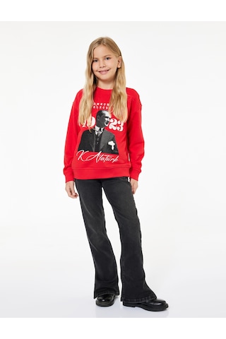 Koton Atatürk Baskılı Uzun Kollu Bisiklet Yaka Sweatshirt Kırmızı 6wkg10517ak Kırmızı