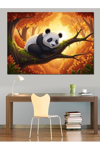 Ağaçta Uyuyan Küçük Panda Dekoratif Kanvas - Mdf Ahşap Tablo