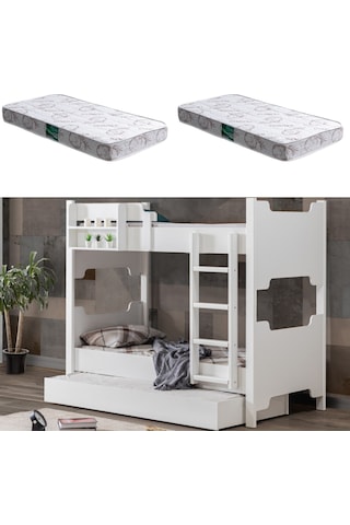 Mdf Profil Ranza , Avrasya Ayrılabilir Yavrulu Ranza 2 Adet Comfort Yatak 90 x 200