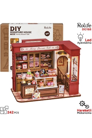 Rolife Dg168 Tatlı Dükkanı Honey Dessert Talk Dıy Minyatür Maket Model Seti Mini Dollhouse 3d Model Kit Detaylı Dekoratif Hobi Seti 3d Puzzle Tiny House