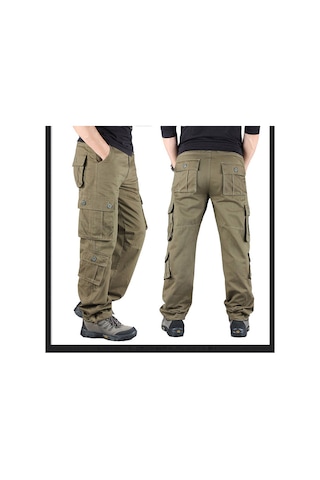 Aşınmaya Dayanıklı Çok Cepli Düz Bol Büyük Beden İş Pantolonu Koyu Gri