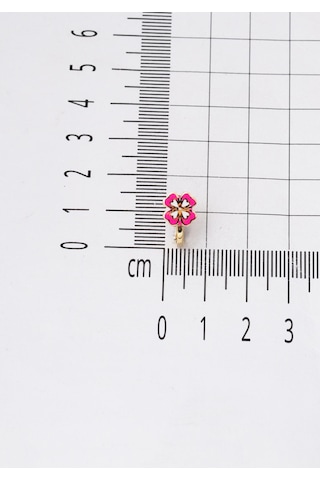 Bilezikci Pembe Yoncalı Çocuk Küpesi 14 Ayar Altın Sarı Altın