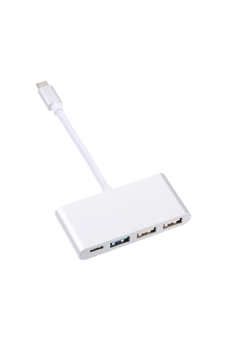 Teltree Type-c Ve Usb Portları İçin 4'lü Usb 3.0 Hızlı Veri Transferi 10gbps Şarj Ve Hub Adaptörü - Gümüş