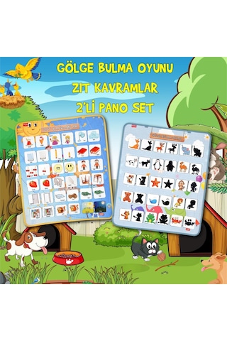 2 Set - 72 Parça Tox Zıt Kavramlar ve Gölge Eşleştirme Keçe Cırtl