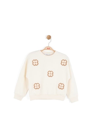 Kız Çocuk Çiçek Sweat Nk-39502 Ekru
