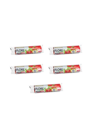 Florex 60 Litre Büzgülü Çilek Kokulu Çöp Torbası Poşeti / 65 X 70 Cm. - 10x5 Rulo / Paket