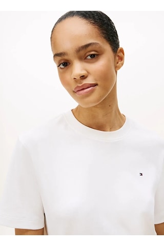 Tommy Hilfiger Modern Interlock Boxy Ss Tee Kadın Beyaz T-shirt - Ww0ww47458