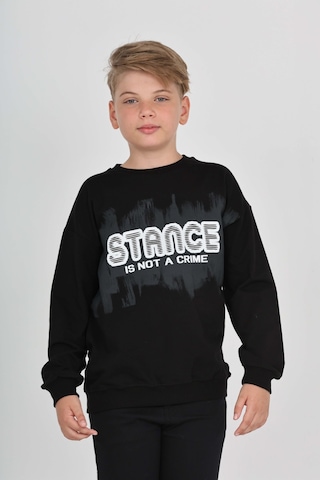 Toontoy Kids Toontoy Erkek Çocuk Stance Baskılı Sweatshirt Siyah