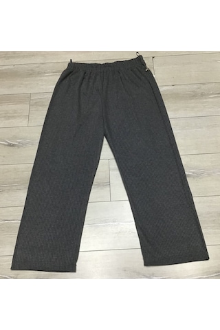 Kışlık Fitilli Kaşkorse Beli Lastikli Büyük Beden Pantolon Gri