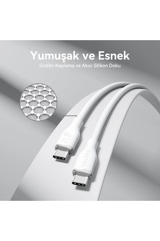 Voltme C2021 Powerlink Moss 60w Type-c Şarj Kablosu 1m 3a- Beyaz