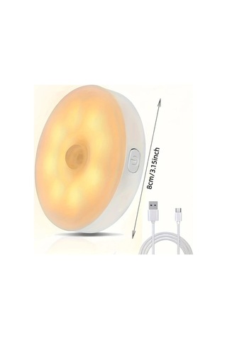 Fastbuy 3 Adet Takım Sıcak Beyaz Ayarlanabilir Parlaklık Led Hareket Sensörlü Gece Işıkları, Usb Şarj Edilebilir Pil Mutfak T Sıcak Beyaz