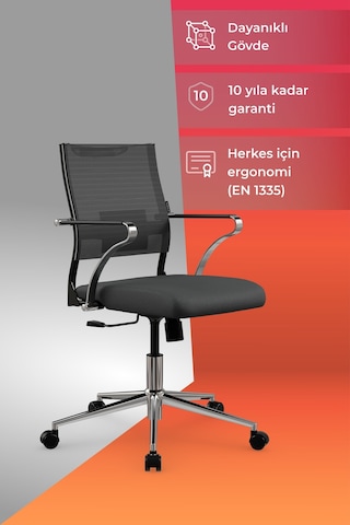 Ergolife Sit Air 24/7 M4-281k - Fileli, Krom, Tekerlekli, Toplantı, Ofis, Bekleme Sandalyesi - 697.5d.1.2a2 Siyah Ergolife Sit Air 24/7 M4-281k - Fileli, Krom, Tekerlekli, Toplantı, Ofis, Bekleme Sandalyesi - 697.5d.1.2a2 Siyah