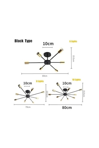 Novahub Beyaz 6/8/10 Kafa Vintage Edison Led Metal Gömme Tavan Işıklandırma Lambası 6 Head Beyaz Beyaz