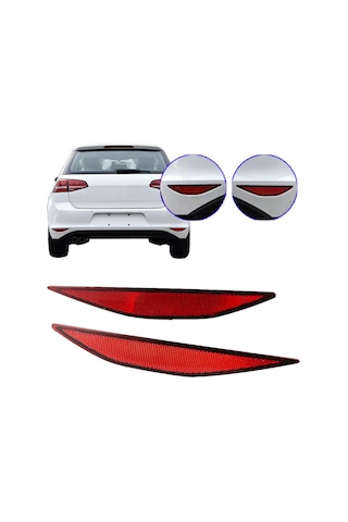 Lemestar Golf Mk7 2013-2017 Arka Tampon Reflektörü Kırmızı Lens Seti Sağ-sol
