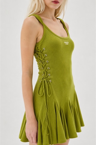 Sagaza Studio Ss6000 Askılı Yandan Bağcıklı Mini Elbise Olive
