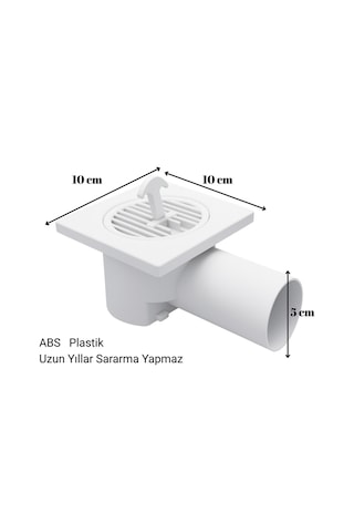 4 Lü Paket Plastik Yer Sifonu 10x10 Cm Kare Izgaralı 50 Mm Yandan Çıkışlı Abs Plastik Yer Süzgeci