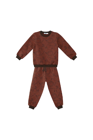 Denokids Hayvanlar Erkek Bebek Eşofman Takım - Kahverengi