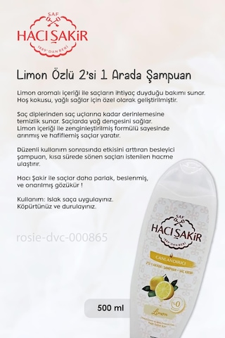 Hacı Şakir Nar 2si 1 Arada Şampuan 500 Ml, Limonlu Şampuan 500 Ml Ve Rosıe