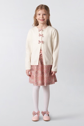 Made With Liberty Fabric Liberty Kumaş Kız Çocuk Triko Hırka Krem