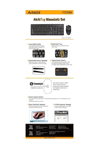 A4-tech Km-72620d Usb Standart Türkçe Q Klavye/mouse Set Lazer