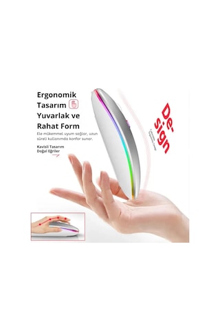 Coofbe Rgb Işıklı Ayarlanabilir 3dpı Şarjlı Sessiz 2.4g+kablosuz Bluetooth Mouse Laptop Tablet Uyumlu