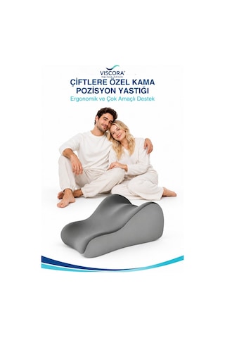 Çiftlere Özel Çok Amaçlı Visco Pozisyon Yastığı Kavisli Kama Destek Minderi 50 X 40 X 23 Cm Gri