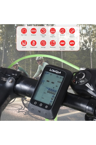 Bisiklet Bilgisayarı Gps Kablosuz Su Geçirmez Ant+ Sensörü Ve Bt 2.3 İnç Yükseklik Gradyan Kalp Atış Hızı Uyumlu Strava App Bisiklet Bilgisayarı Siyah