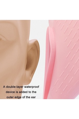 Dm Wave Su Geçirmez Düz Renk Silikon Yüzme Bonesi, Çocuk Beyaz, Kulak Koruyucu Beyaz