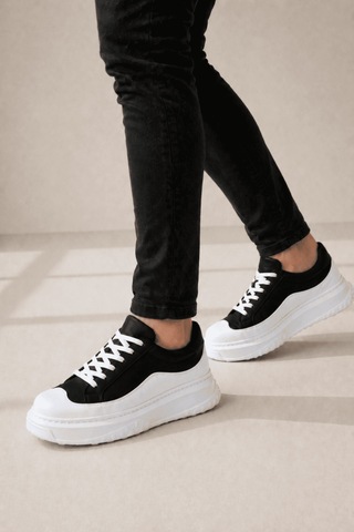 DMR Elegance Jy507 Dara Bağcıklı Süet Cilt Erkek Günlük Sneaker Ayakkabı Scbt Siyah/beyaz