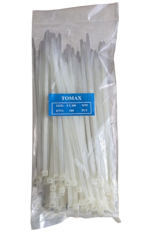 Tomax 5x200 Mm Plastik Kilitli Kelepçe Beyaz 100 Adet 100 adet BEYAZ