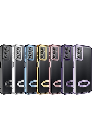 Samsung Galaxy A34 5g Uyumlu Kılıf Şeffaf Logo Gösteren Parlak Renkli Kenar Telefon Kılıfı Kapak