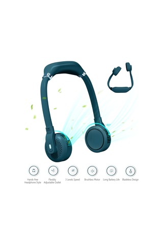 Vkemall Taşınabilir Kolsuz Boyun Fanı, 360 Derece Dönen, 180 Derece Ayarlanabilir Hava Ç