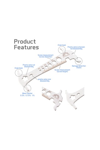 Xiyyadms Dağ Bisikleti Zincir Aşınma Ölçer - Paslanmaz Çelik Zincir Ölçme Aleti