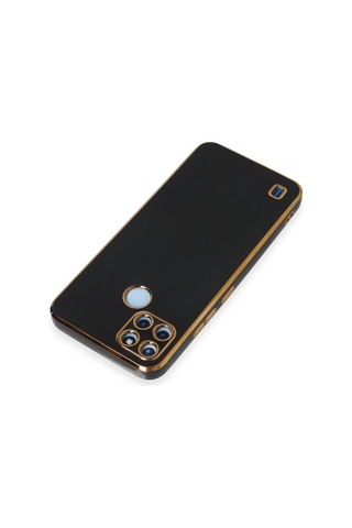 Realme C25y Kılıf Volet Silikon - Siyah Düz Renkli
