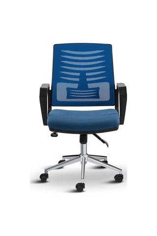 Asbir Mobilya Metis Metal Ayaklı Çalışma Koltuğu Ofis Sandalyesi Mavi Gri