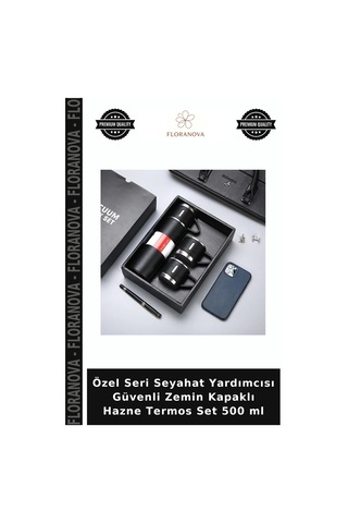 Özel Seri Seyahat Yardımcısı Güvenli Zemin Kapaklı Hazne Termos Set 500 Ml Çok Renkli