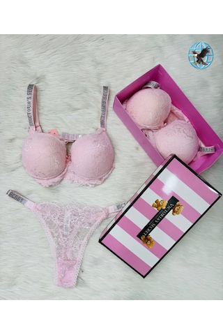 Victoria"s Secret Pusch Up Set Alt Üst Dolgulu Sütyen Ve Külot Takım 2"liset Açık Pembe