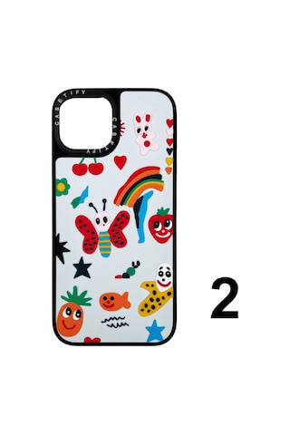 Nettech Apple Uyumlu iPhone 15 Casetify Kabartmalı Arka Koruma Kılıf - Karışık Renk Karışık Renk