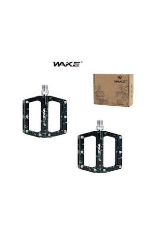 Wake Alüminyum Rulmanlı Siyah / Yeşil Kamuflaj Desenli Pedal