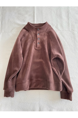 Snapbuy Düğmeli Polar Kadın Sweatshirt Kahve