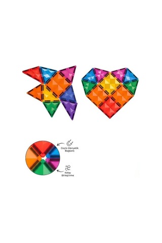 Kzl Kids Home Renkli Manyetik Yapı Blokları Seti 7.5 Cm 45 Parça 188m32