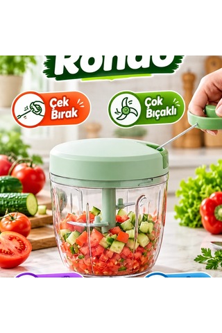 İpli Manuel Sebze Doğrayıcı Çek Bırak Mekanizmalı Çok Bıçaklı Rondo Renkli
