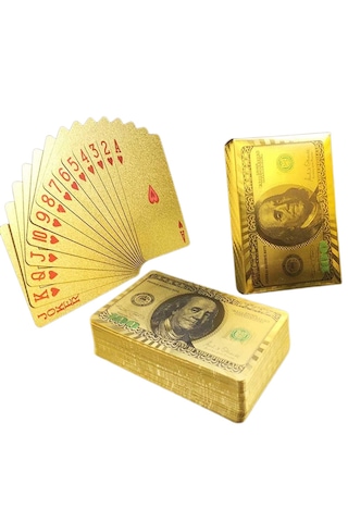 Schulzz BossVegas Dolar Şeklinde Su Geçirmez PVC Altın İskambil