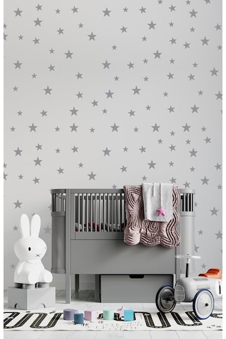 Yıldız Duvar Metalik Gri Sticker 3-4-5Cm 100 Adet