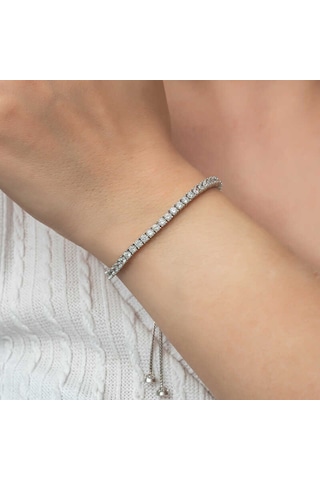 Gümüş Su Yolu Asansörlü Kadın Bileklik Gümüş