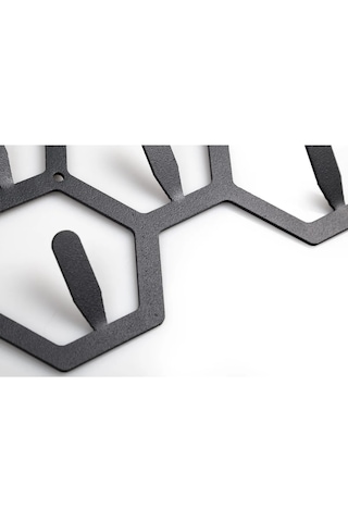 Petek Desenli Dekoratif Askılık Geometrik Metal Duvar Askılığı Mo Antrasit