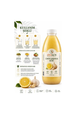 Limon Sarımsak Kürü 1000 ml 60 Gün Dinlendirilmiş