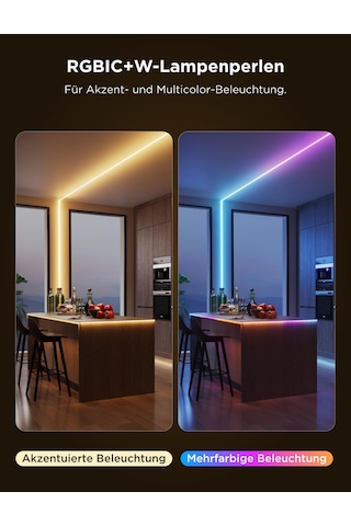 Govee Cob Şerit Işığı Pro 3m, Sıcak Beyaz Özellikli Akıllı Led Şerit Rgbıc, 3780 Led Şerit 1350lm Alexa, Google Assistant Ve Matter İle Uyumlu, Yatak Odası İçin Müzik Senkronizasyonlu Kesilebilir Peri Işıkları Siyah